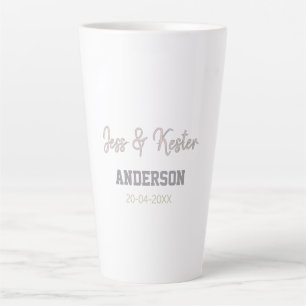 Mr & Mrs add family name date year wedding favor g Latte Mug