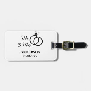 Mr & Mrs add family name date year wedding favor g Luggage Tag