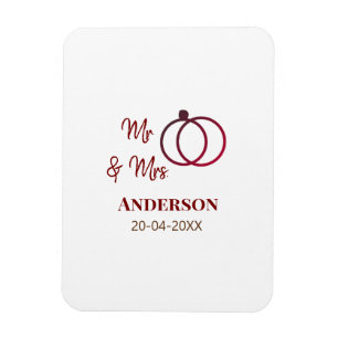 Mr & Mrs add family name date year wedding favor g Magnet
