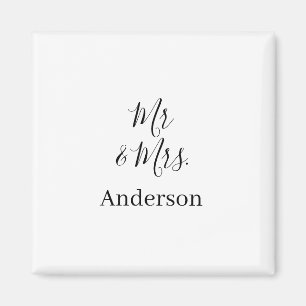 Mr & Mrs add family name date year wedding favor g Magnet