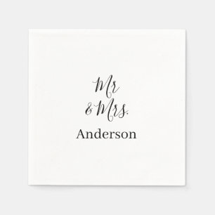 Mr & Mrs add family name date year wedding favor g Napkins
