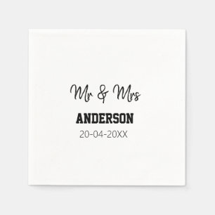 Mr & Mrs add family name date year wedding favor g Napkins