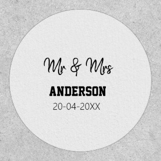 Mr & Mrs add family name date year wedding favor g Patch