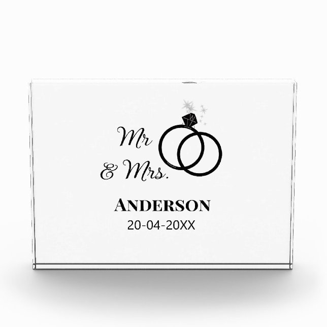 Mr & Mrs add family name date year wedding favor g Photo Block (Front)