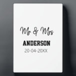 Mr & Mrs add family name date year wedding favor g Plaque<br><div class="desc">design</div>