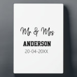 Mr & Mrs add family name date year wedding favor g Plaque<br><div class="desc">design</div>