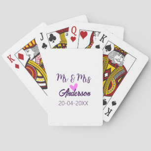 Mr & Mrs add family name date year wedding favor g Poker Cards
