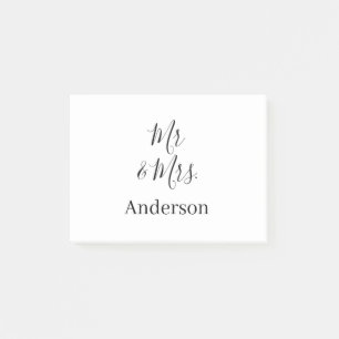 Mr & Mrs add family name date year wedding favor g Post-it Notes