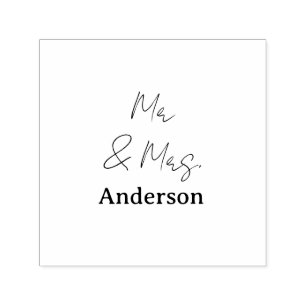 Mr & Mrs add family name date year wedding favor g Self-inking Stamp