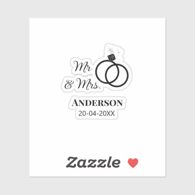Mr & Mrs add family name date year wedding favor g Sticker (Sheet)