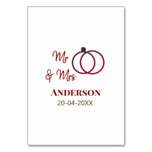 Mr & Mrs add family name date year wedding favor g Table Number