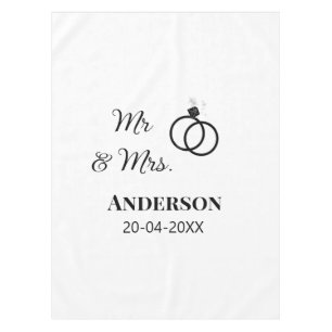 Mr & Mrs add family name date year wedding favor g Tablecloth