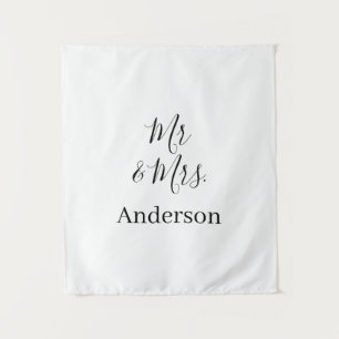 Mr & Mrs add family name date year wedding favor g Tapestry