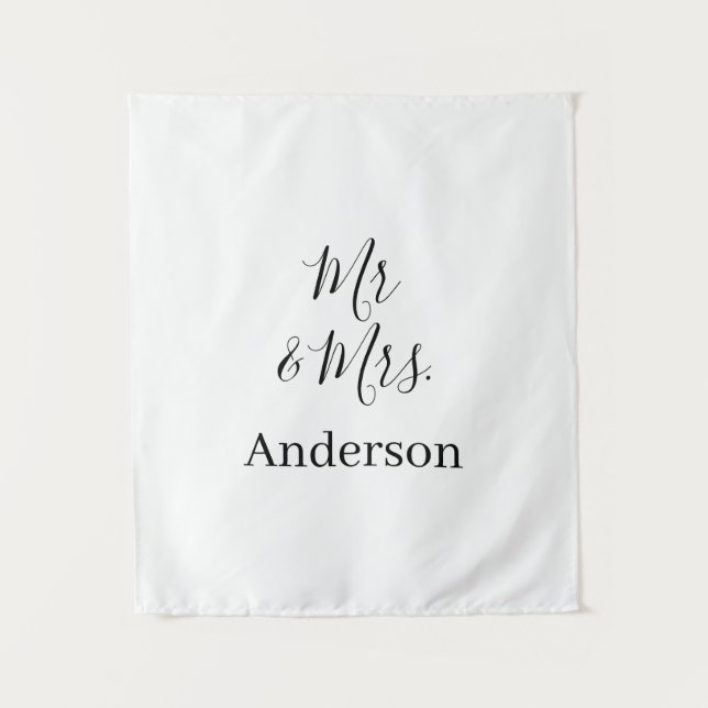 Mr & Mrs add family name date year wedding favor g Tapestry (Front)
