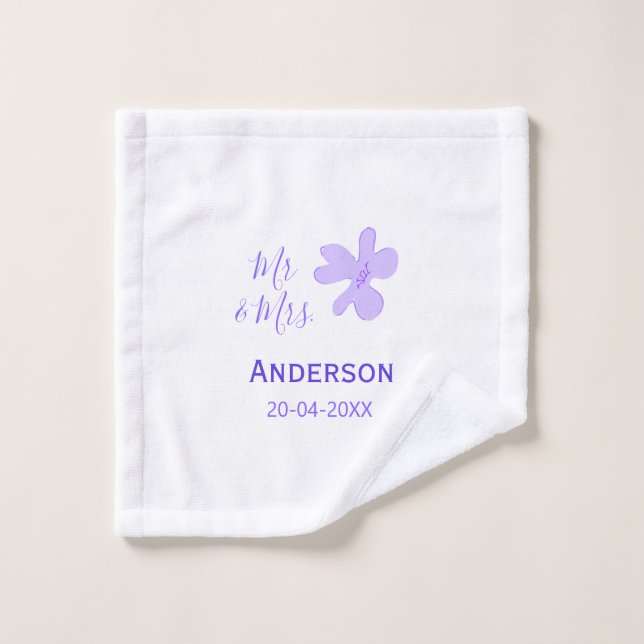 Mr & Mrs add family name date year wedding favor g Wash Cloth (Wash Cloth)