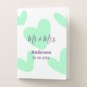 Mr & Mrs add family name date year wedding favor Pocket Folder