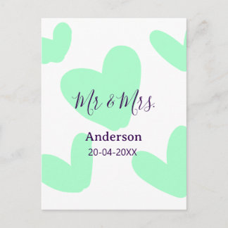 Mr & Mrs add family name date year wedding favor Postcard