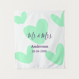 Mr & Mrs add family name date year wedding favor Tapestry