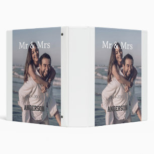 Mr & Mrs add family name photo date wedding family 3 Ring Binder
