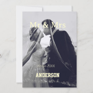 Mr & Mrs add family name photo date wedding family Announcement