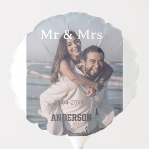 Mr & Mrs add family name photo date wedding family Balloon