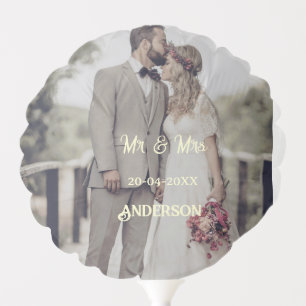 Mr & Mrs add family name photo date wedding family Balloon