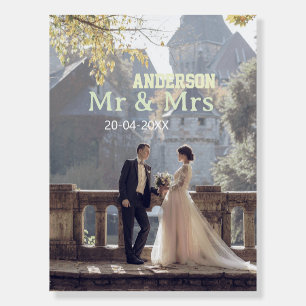 Mr & Mrs add family name photo date wedding family Foam Board