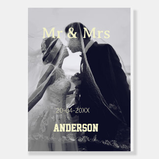Mr & Mrs add family name photo date wedding family Foam Board