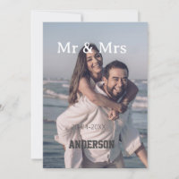 Mr & Mrs add family name photo date wedding family