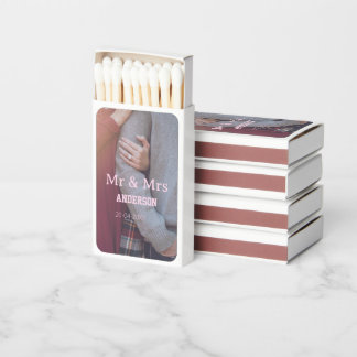 Mr & Mrs add family name photo date wedding family Matchboxes