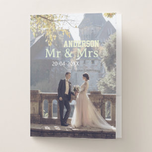 Mr & Mrs add family name photo date wedding family Pocket Folder