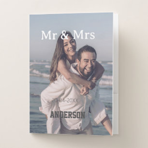 Mr & Mrs add family name photo date wedding family Pocket Folder