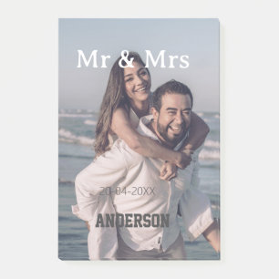 Mr & Mrs add family name photo date wedding family Post-it Notes