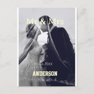 Mr & Mrs add family name photo date wedding family Postcard