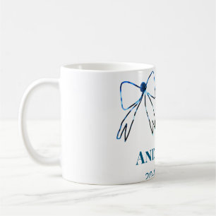 Mr & Mrs add name date wedding favor bow blue gree Coffee Mug