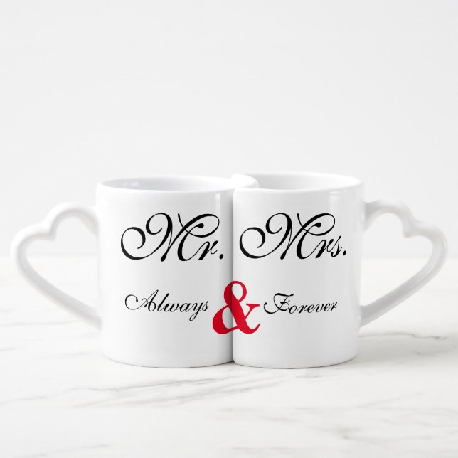 Mr. Mrs. Always & Forever Save The Date Mugs (Front Nesting)