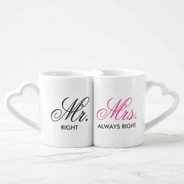Mr.&Mrs. Always Right Personalize Coffee Mug Set (Front Nesting)