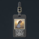 Mr Mrs Ampersand Custom Wedding Photo Honeymoon Luggage Tag<br><div class="desc">Perfect for a wedding honeymoon or anniversary trip,  this unique design includes a text and photo template and a cute "Mr and Mrs" ampersand theme. Add your last name,  the date and more.

The design is made in all white and dark gray.</div>