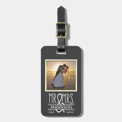 Mr Mrs Ampersand Custom Wedding Photo Honeymoon Luggage Tag