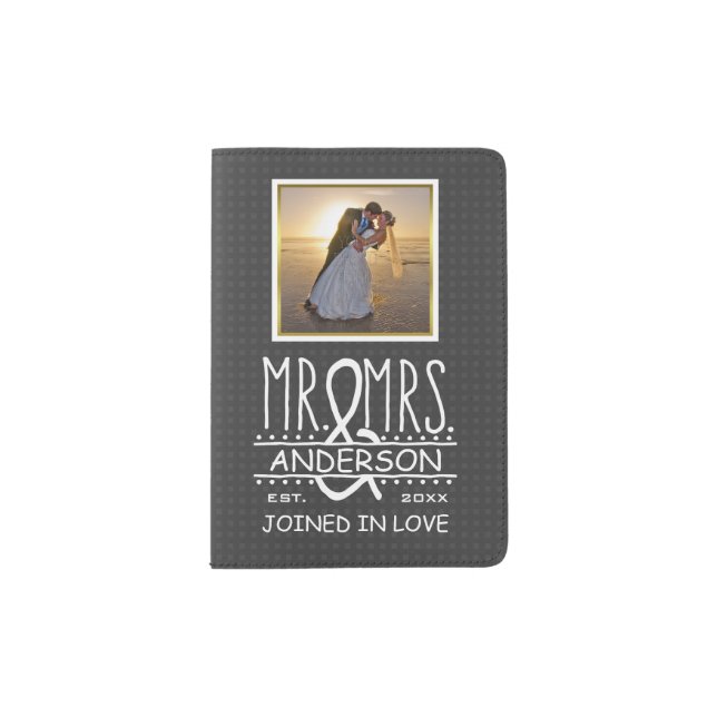 Mr Mrs Ampersand Custom Wedding Photo Honeymoon Passport Holder (Front)
