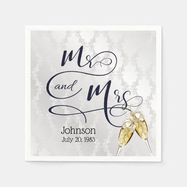 Mr & Mrs. Anniversary Champagne Toast   Napkins (Front)