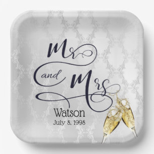 Mr & Mrs. Anniversary Champagne Toast    Paper Plates