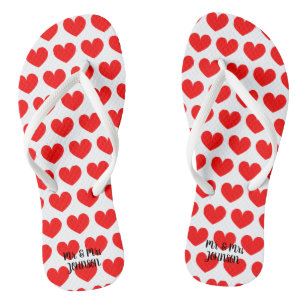 Mr & mrs beach wedding flipflops for bride & groom