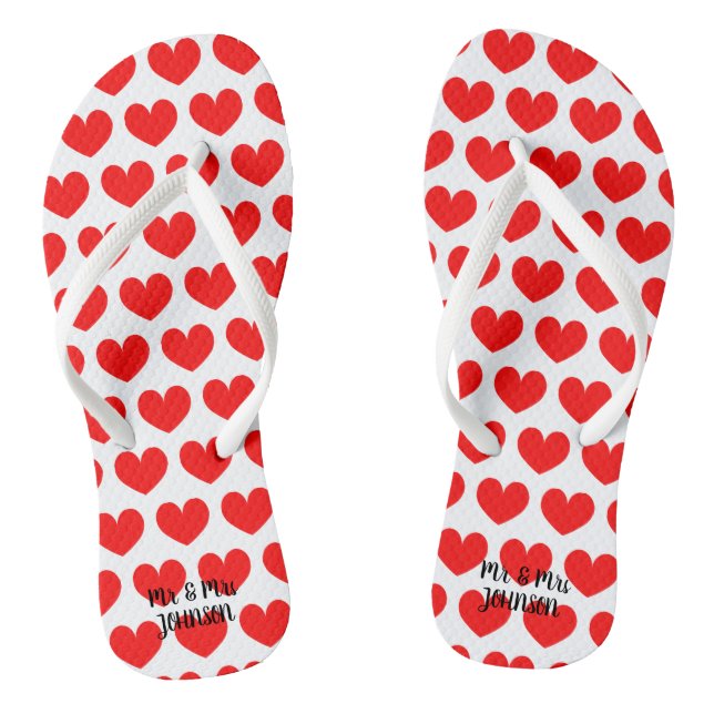Mr & mrs beach wedding flipflops for bride & groom (Footbed)
