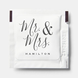 Mr. & Mrs. Black and White Classic Wedding Hand Sanitizer Packet