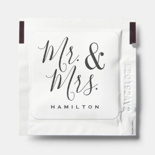 Mr. & Mrs. Black and White Classic Wedding Hand Sanitizer Packet