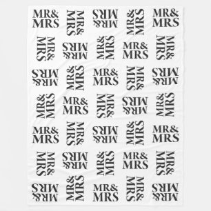 Mr. & Mrs. Black and White Pattern Fleece Blanket