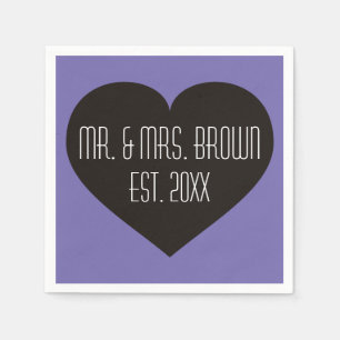 Mr. & Mrs. Black Heart Napkins