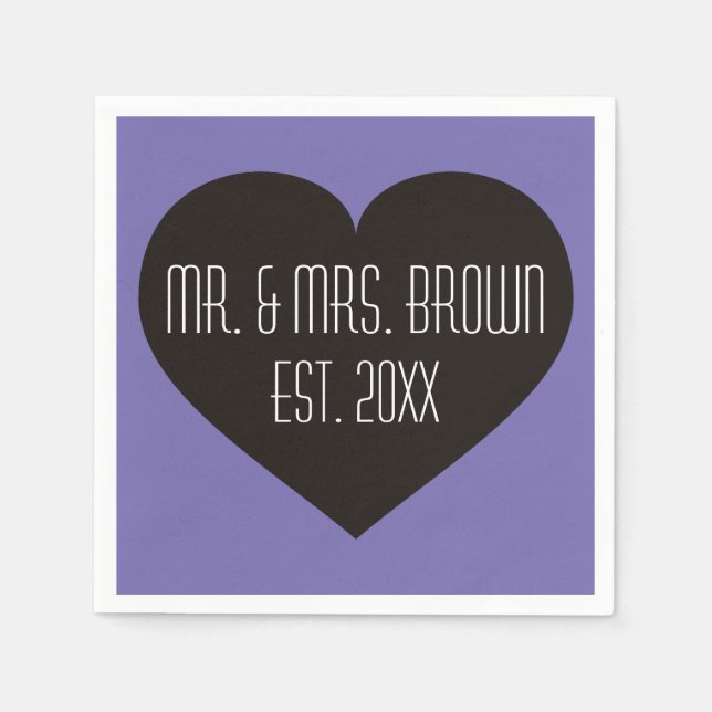 Mr. & Mrs. Black Heart Napkins (Front)