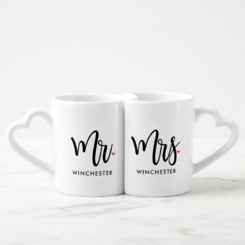 Mr. & Mrs. Black Script Couples Mug (with Names) by PinkMoonDesigns at Zazzle